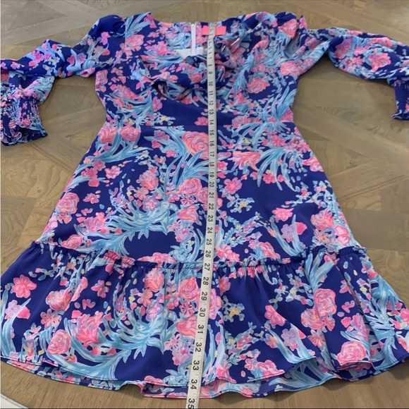 Lilly Pulitzer Floral multicolor Rosie Dress size 6 Long bishop sleeves Lined - Picture 14 of 14